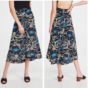 A.L.C. Mabelle Ruch Floral Silk Midi Skirt Size 4